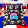 thumbnail image 1 of jejeloiu Letter B Monogrammed 7pcs Bedding Comforter Set,Boys Ball Games Queen Bedding Sets For Girls Kids Reversible, 1 of 8