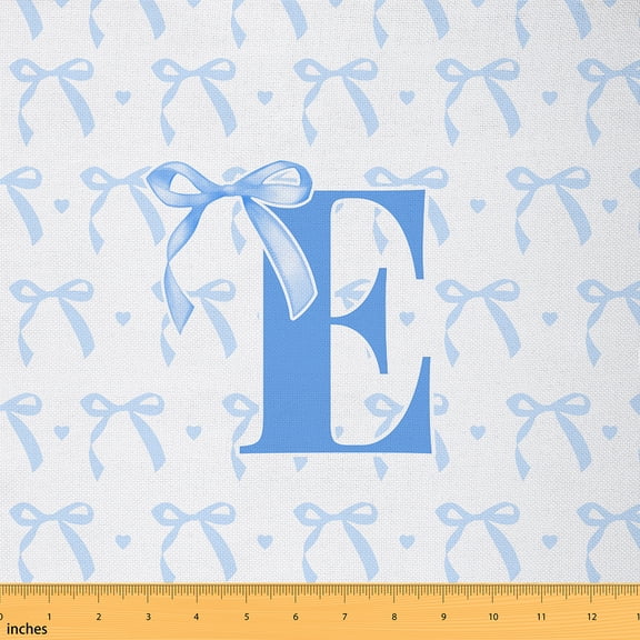 jejeloiu Letter E Monogrammed Fabric (10 Yards),Blue White Bow,Microfiber Sewing Decor