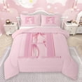 thumbnail image 1 of jejeloiu Letter H Monogrammed Queen Comforter Set,Cartoon Ribbon Bowtie Bedding Sets,Pink Bow Tie Bedding Comforter Set For Girls,Microfiber Room Decorative Reversible,3pcs, 1 of 8