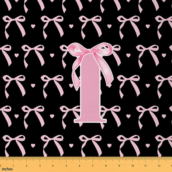 jejeloiu Letter I Monogrammed Fabric (5 Yards) Bowtie Microfiber Sewing Decor