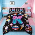 thumbnail image 1 of jejeloiu Letter K Monogrammed Queen Comforter Set,Baseball Ice Cream Bedding Comforter Set For Girls Kids Reversible 3-Piece, 1 of 8