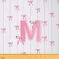 thumbnail image 1 of jejeloiu Letter M Monogrammed Fabric by the Yard 1 Yard,Kawaii Bowknot Bow Home Decor Fabric by the Yard,Pink Bowknot Sewing Fabric For Child,Microfiber Room Decorative, 1 of 6