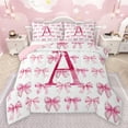thumbnail image 1 of jejeloiu Letter A Monogrammed Bedding Comforter Set,Bowknot Bow Ribbon Twin Comforter Sets,Pink White Bedding Set For Girls,Microfiber Room Decorative Reversible,2pcs, 1 of 8