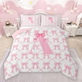 thumbnail image 1 of jejeloiu Letter A Monogrammed Bedding Comforter Set,Cartoon Bow Tie Twin Comforter Sets,Pink Bowtie Ribbon Bedding Set For Girls,Microfiber Room Decorative Reversible,2 Pieces, 1 of 8