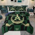 thumbnail image 1 of jejeloiu Letter A Monogrammed Queen Comforter Set,Golg Ball Sport Bedding Sets,Green Black Plaid Bedding Comforter Set For Girls Boys,Microfiber Room Decorative Reversible,3 Pieces, 1 of 8