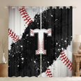 thumbnail image 1 of jejeloiu Letter T Monogrammed Curtains Pack of 2 (42x84 Each),Baseball Sport Game Curtains Blackout,Black Splashing Ink Bedroom Curtains For Girls,Microfiber Room Decorative, 1 of 6