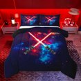 thumbnail image 1 of jejeloiu Gradient Light Bedding Comforter Set,Abstract Lightning Twin Comforter Sets,Red Black Blue Bedding Set For Boys Kids,Microfiber Bedroom Decor Reversible,2-Piece, 1 of 8