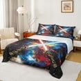 thumbnail image 1 of jejeloiu Lightsaber Fashion Games Twin Sheet Sets,Watercolor Graffiti Art Twin Fitted Sheet,Colorful Ink Flat Sheet For Teens,Luxury Bedroom Decor,3pcs, 1 of 7