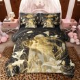 thumbnail image 1 of jejeloiu Lily Flowers 7 Pieces Bedding Comforter Set,White Black Gold Full Bedding Set For Girls Reversible, 1 of 7