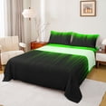 thumbnail image 1 of jejeloiu Lines Geometric Pattern Queen Sheet Sets For Boys,Black Green Neon Gradient Striped Bed Set For Kids,4pcs, 1 of 6