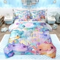 thumbnail image 1 of jejeloiu Lovely Axolotl Salamander 7-Piece Twin Bedding Sets,Watercolor Ink Painting Bedding Comforter Set,Abstract Aesthetic Art Sheet Sets For Teens,Ultra Soft Home Decor Reversible, 1 of 8