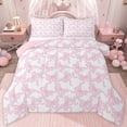 thumbnail image 1 of jejeloiu Lovely Bow Knot Twin Comforter Sets,Pink Cartoon Bowtie Bedding Set For Girls Reversible 2-Piece, 1 of 8