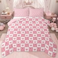 thumbnail image 1 of jejeloiu Lovely Bow Tie Twin Comforter Sets,Pink Cartoon Heart Print Bedding Set For Girls Reversible 2pcs, 1 of 8