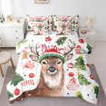 thumbnail image 1 of jejeloiu Lovely Christmas Reindeer 7 Pieces Bedding Comforter Set,Chic Xmas Tree Full Bedding Set,Happy New Year Gifts Fitted Sheet Flat Sheet For Girls Boys,Microfiber Bedroom Decor Reversible, 1 of 8