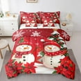 thumbnail image 1 of jejeloiu Lovely Xmas Snowman 7pcs Bedding Comforter Set,Amerry Christmas Queen Bedding Sets,Red Leaves Queen Sheet Sets For Girl Teens,Breathable Home Decor Reversible, 1 of 8
