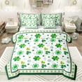 thumbnail image 1 of jejeloiu Lucky Clover Leaves 7 Pieces Bedding Comforter Set,Happy St.Patrick Day Full Bedding Set,Green White Fitted Sheet Flat Sheet For Men Women,Luxury Bedroom Decor Reversible, 1 of 8