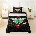 thumbnail image 1 of jejeloiu Luna Moth Twin Sheets For Girls,Floral Moon Pattern Bedding,Black Green Red,3 Pieces,1 Fitted Sheet and 1 Pillowcase, 1 of 6