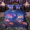 thumbnail image 1 of jejeloiu Magic Cartoon Dragon 7pcs Bedding Comforter Set,Pink Lotus Queen Bedding Sets,Galaxy Starry Night Queen Sheet Sets For Boys Teens,Super Cozy Room Decor Reversible, 1 of 8