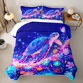thumbnail image 1 of jejeloiu Magical Animal Turtle Quilt Full For Girls,Colorful Floral Full Bedspread Sets,Blue Purple,3 Pieces, 1 of 7