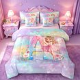 thumbnail image 1 of jejeloiu Magical Cute Girls 7-Piece Twin Bedding Sets For Kids,Girls Personalized Initial A Bedding Comforter Set,Pink Reversible, 1 of 7