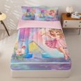 thumbnail image 1 of jejeloiu Magical Cute Girls Zipper Full Size Comforter Sets with Fitted Sheet and 2 Pillowcases For Kids,Girls Personalized Initial K Zipper Bedding Set,Pink Reversible,4-Piece, 1 of 7