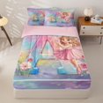thumbnail image 1 of jejeloiu Magical Cute Girls Zipper Twin Comforter Sets with Fitted Sheet and 2 Pillowcases For Kids,Girls Personalized Initial A Zipper Bedding Set,Pink Reversible,4 Pieces, 1 of 7
