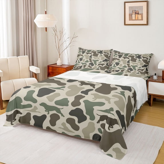 jejeloiu Mallard Camo Twin Sheet Set (3-Piece) Hunting Farmhouse Luxury Decor