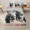 thumbnail image 1 of jejeloiu Marble Highland Cow Zipper Twin Comforter Sets with Fitted Sheet and 2 Pillowcases Kids,Farm Print Zipper Bedding Set,Reversible,4 Pieces, 1 of 7