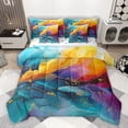 thumbnail image 1 of jejeloiu Marble Liquid 7pcs Bedding Comforter Set,Ombre Fluid Watercolor Queen Bedding Sets,Gradient Teal Pink Orange Queen Sheet Sets For Girls Kids,Luxury Bedroom Decor Reversible, 1 of 8