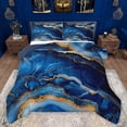 thumbnail image 1 of jejeloiu Marble Texture Print Full Size Comforter Sets,Modern Abstract Aesthetic Bedding Comforter Set,Blue Gold Bedding Sets For Girls Kids,Super Cozy Room Decor Reversible,3pcs, 1 of 8