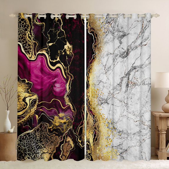 jejeloiu Marbling Abstract Stone Texture Black Out Curtains,Marble Print Curtains Pack of 2 (42x63 Each),Colorful Ombre Effect Bedroom Curtains For Teens,Luxury Bedroom Decor