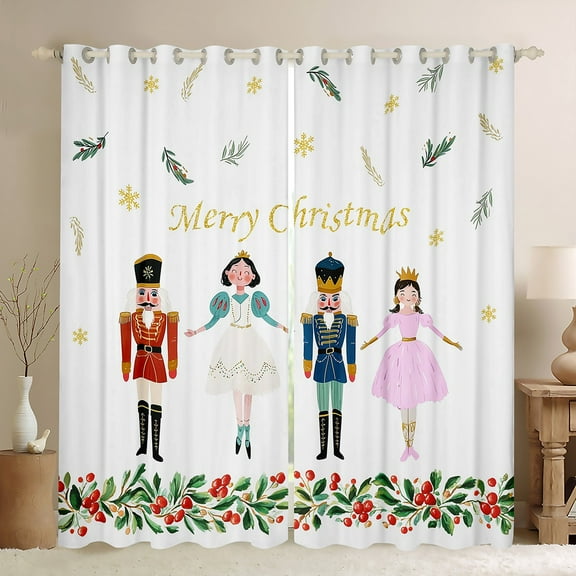 jejeloiu Marry Christmas Black Out Curtains,Red Nutcracker Curtains Pack of 2 (42x63 Each),Chic Princess Prince Bedroom Curtains For Girls Boys,Ultra Soft Home Decor