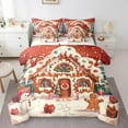 thumbnail image 1 of jejeloiu Marry Xmas Twin Bedding Sets 7-Piece,Christmas Theme Bedding Comforter Set,Snowman Gifts Sheet Sets,Lightweight Room Decorative Reversible, 1 of 8