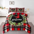 thumbnail image 1 of jejeloiu Merry Christmas Queen Comforter Set,Cardinal Bird Bedding Sets,Ren Geometric Plaid Bedding Comforter Set,Luxury Bedroom Decor Reversible,3 Pieces, 1 of 8