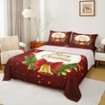 thumbnail image 1 of jejeloiu Merry Christmas Twin Sheet Sets,Red Bowtie Gold Bell Twin Fitted Sheet,Xmas Berry Flat Sheet For Girls,Super Cozy Room Decor,3-Piece, 1 of 7