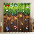 thumbnail image 1 of jejeloiu Miners Games Curtains Pack of 2 (42x84 Each),Pixelated Check Curtains Blackout,Cartoon Gamepad Gaming Bedroom Curtains For Boys Teens,Ultra Soft Home Decor, 1 of 6