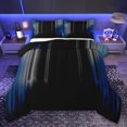 thumbnail image 1 of jejeloiu Minimalism Geometric Strips Full Size Comforter Sets,Blue Gray Black Bedding Sets For Adults Reversible 3 Pieces, 1 of 8