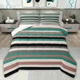 thumbnail image 1 of jejeloiu Minimalist Geometric Artwork Twin Comforter Sets,Colorful Vintage Stripe Bedding Set For Kids 2 Pieces, 1 of 8