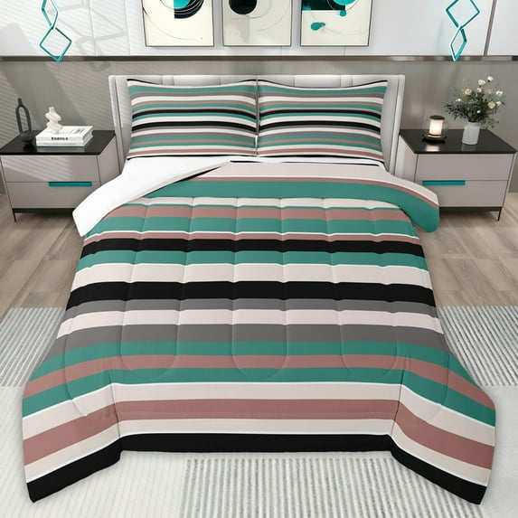 jejeloiu Minimalist Geometric Artwork Twin Comforter Sets,Colorful Vintage Stripe Bedding Set For Kids 2 Pieces