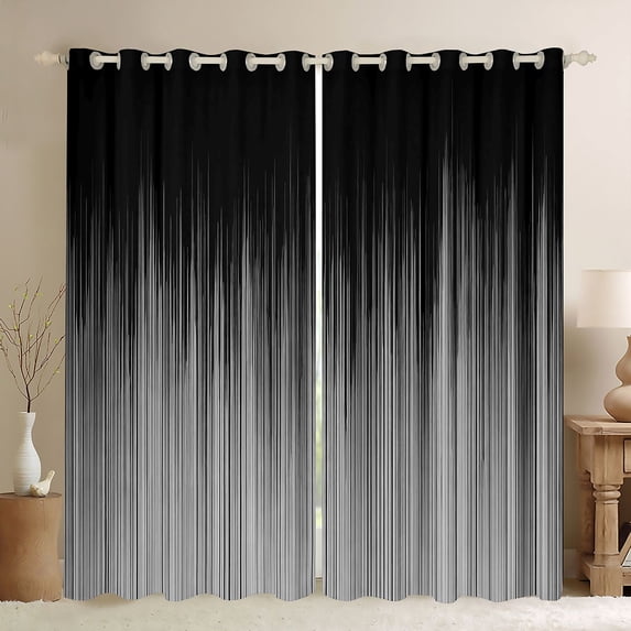 jejeloiu Minimalist Geometric Lines Blackout Curtains Set of 2 (52x84 Each),Gray Stripes Window Curtains For Kids
