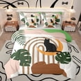 thumbnail image 1 of jejeloiu Modern Abstract Geometric 7-Piece Twin Bedding Sets,Cute Black Cat Bedding Comforter Set,Tropical Botanical Monstera Leaf Sheet Sets For Girls Boys,Breathable Home Decor Reversible, 1 of 8