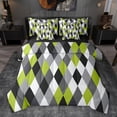 thumbnail image 1 of jejeloiu Modern Abstract Geometric 7-Piece Twin Bedding Sets,Green Gray Rhombus Bedding Comforter Set For Men Women Reversible, 1 of 8