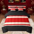 thumbnail image 1 of jejeloiu Modern Abstract Geometric 7-Piece Twin Bedding Sets,Retro Stripe Print Bedding Comforter Set,Red Beige Black Sheet Sets For Men Women,Ultra Soft Home Decor Reversible, 1 of 8