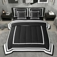thumbnail image 1 of jejeloiu Modern Abstract Geometric 7 Pieces Bedding Comforter Set,Square Box Full Bedding Set,Black White Fitted Sheet Flat Sheet For Men Women,Super Cozy Room Decor Reversible, 1 of 8