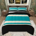 thumbnail image 1 of jejeloiu Modern Abstract Geometric Bedding Comforter Set,Retro Stripe Print Twin Comforter Sets,Cyan Black Bedding Set For Men Women,Ultra Soft Home Decor Reversible,2pcs, 1 of 8