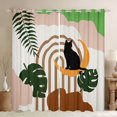 thumbnail image 1 of jejeloiu Modern Abstract Geometric Black Out Curtains,Cute Black Cat Curtains Pack of 2 (42x63 Each),Tropical Botanical Monstera Leaf Bedroom Curtains For Girls Boys,Breathable Home Decor, 1 of 6