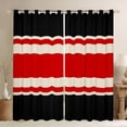 thumbnail image 1 of jejeloiu Modern Abstract Geometric Black Out Curtains,Retro Stripe Print Curtains Pack of 2 (42x63 Each),Red Beige Black Bedroom Curtains For Men Women,Ultra Soft Home Decor, 1 of 6