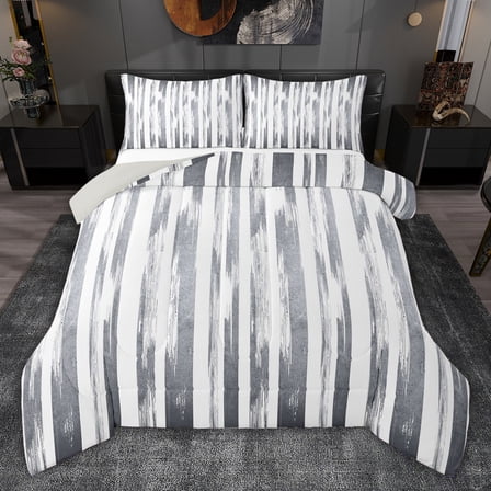 jejeloiu Modern Abstract Geometric Twin Comforter Sets,Gray Stripe Bedding Set For Girls Boys Reversible 2-Piece