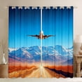 thumbnail image 1 of jejeloiu Modern Aircraft Airplane Blackout Curtains Set of 2 (52x84 Each),Nature Landscape Mountain Window Curtains For Men Women, 1 of 6