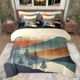 thumbnail image 1 of jejeloiu Modern Art 7-Piece Bedding Comforter Set,Abstract Mountain King Bedding Sets,Teal Orange Beige Bed Sheets For Adults,Breathable Home Decor Reversible, 1 of 8